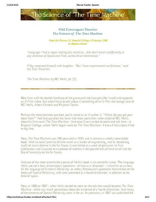 Stephen Baxter Speech